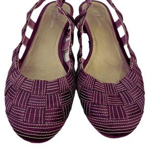 Cole Haan Slingback Flats, Size 7, Beautiful Stitching and Purple Color
